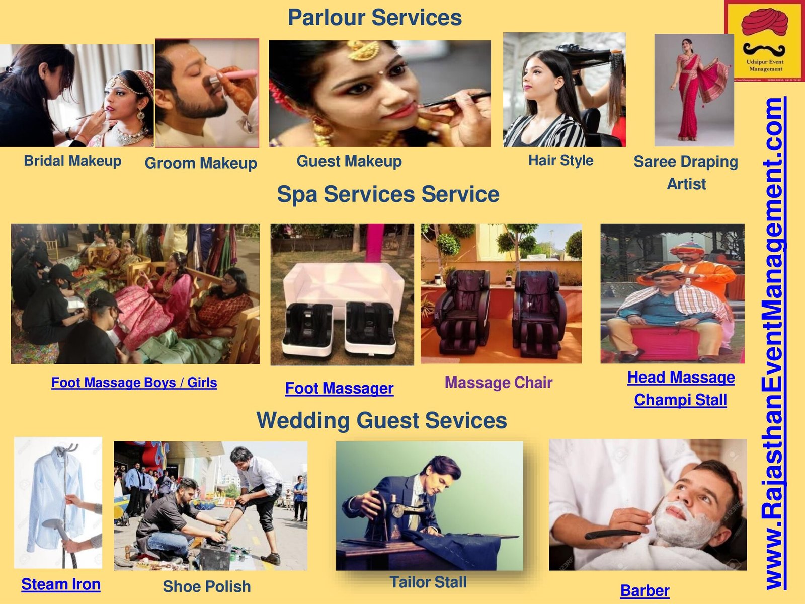 Parlour, Spa & Wedding Guest Services — Other service for Udaipur wedding and destination events in Rajasthan