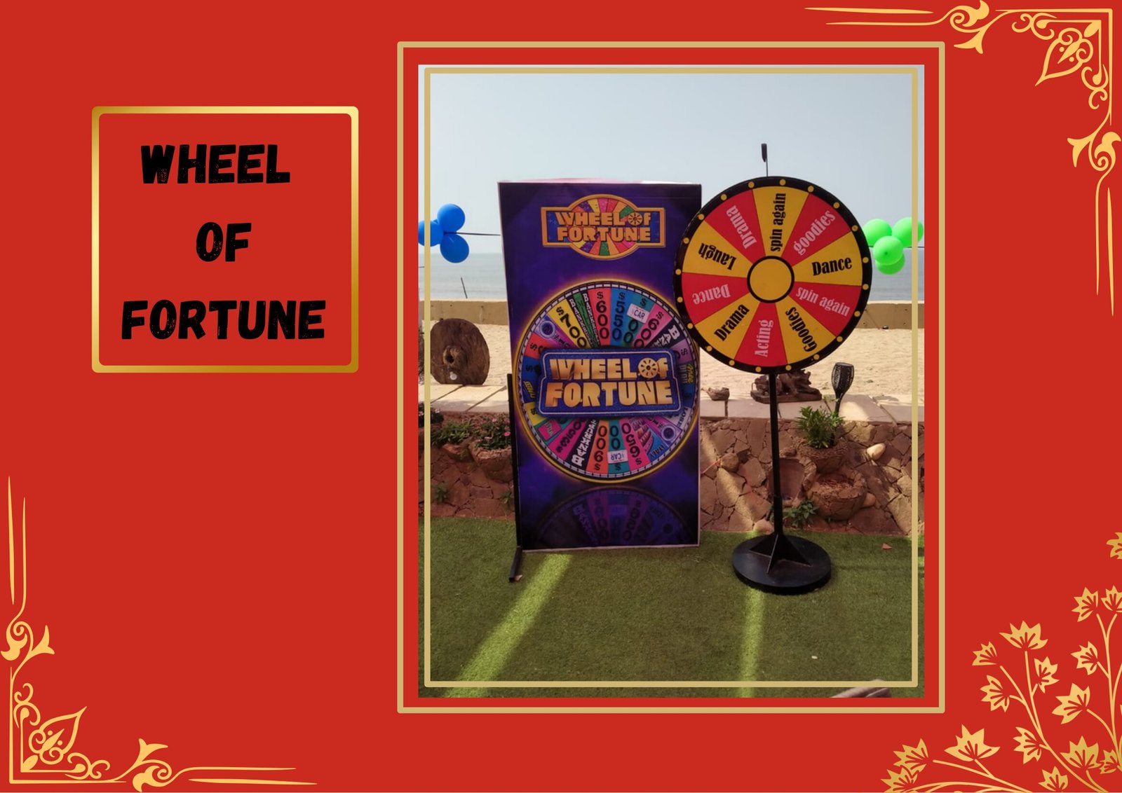 Wheel of Fortune game stall on rent in Udaipur for birthday parties, wedding carnival and mehendi mela — Carnival game stalls
