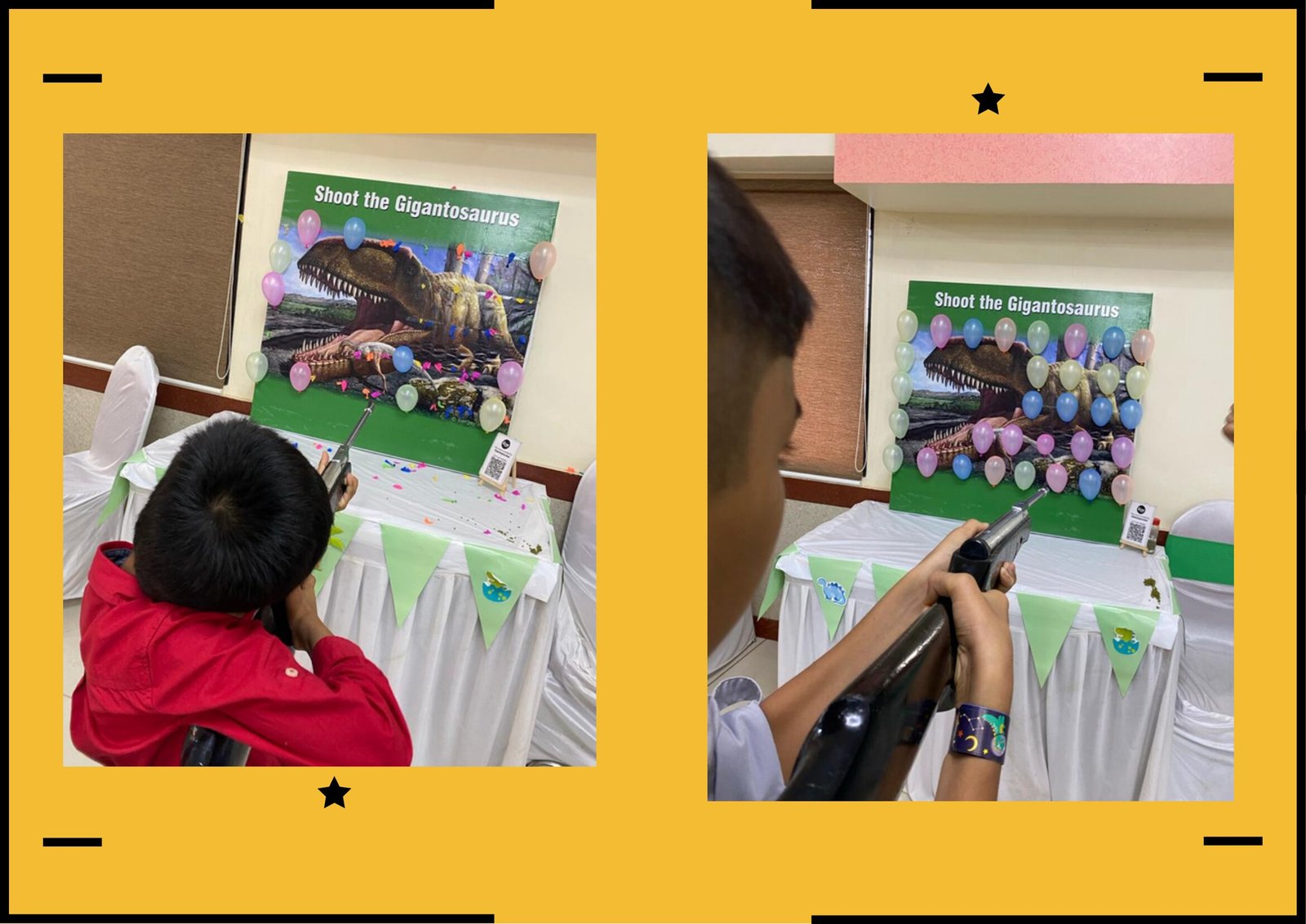 Shoot The Gigantosaurus game stall on rent in Udaipur for birthday parties, wedding carnival and mehendi mela — Carnival game stalls