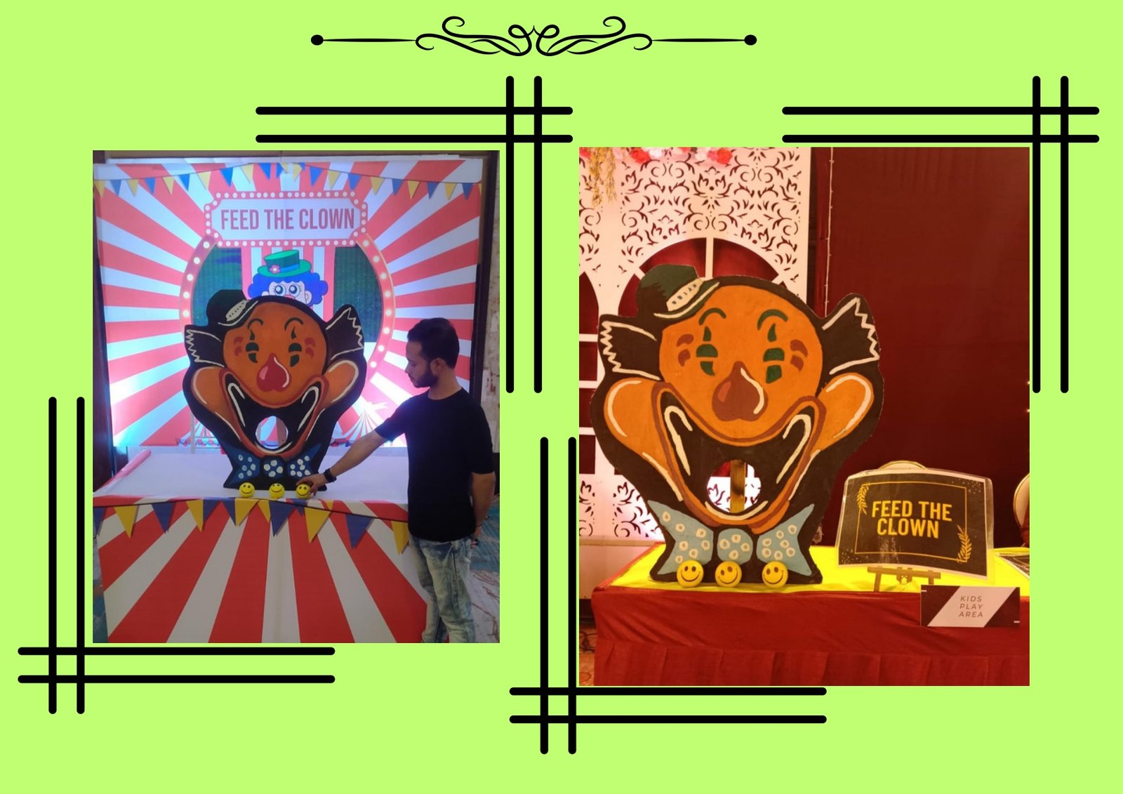 Feed The Clown game stall on rent in Udaipur for birthday parties, wedding carnival and mehendi mela — Carnival game stalls