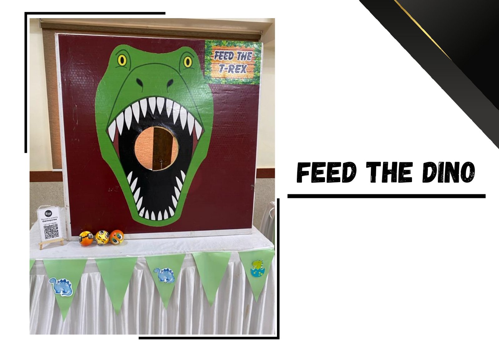 Feed The Dino game stall on rent in Udaipur for birthday parties, wedding carnival and mehendi mela — Carnival game stalls
