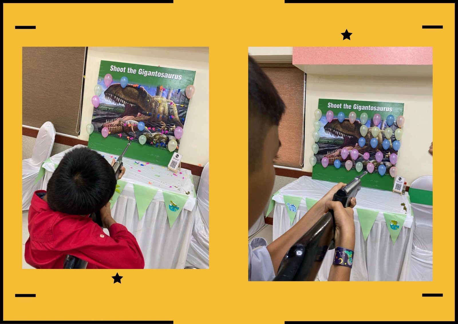 Shoot The Gigantosaurus game stall on rent in Udaipur for birthday parties, wedding carnival and mehendi mela — Carnival game stalls