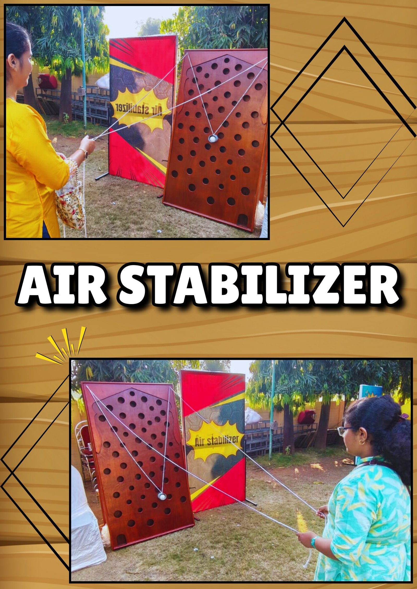 Air Stabilizer game stall on rent in Udaipur for birthday parties, wedding carnival and mehendi mela — Wooden skill games