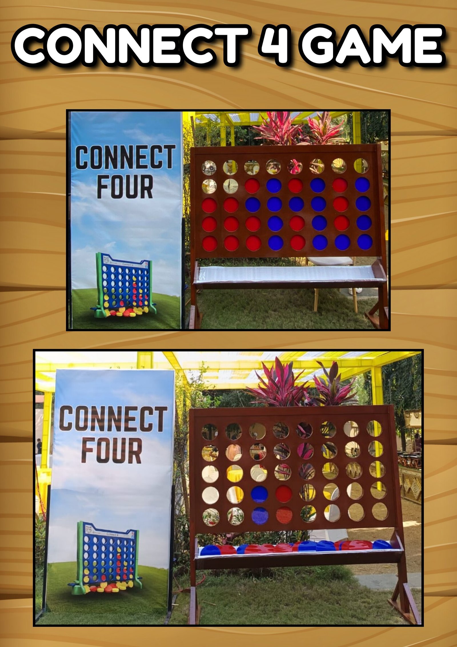 Connect 4 Game game stall on rent in Udaipur for birthday parties, wedding carnival and mehendi mela — Wooden skill games