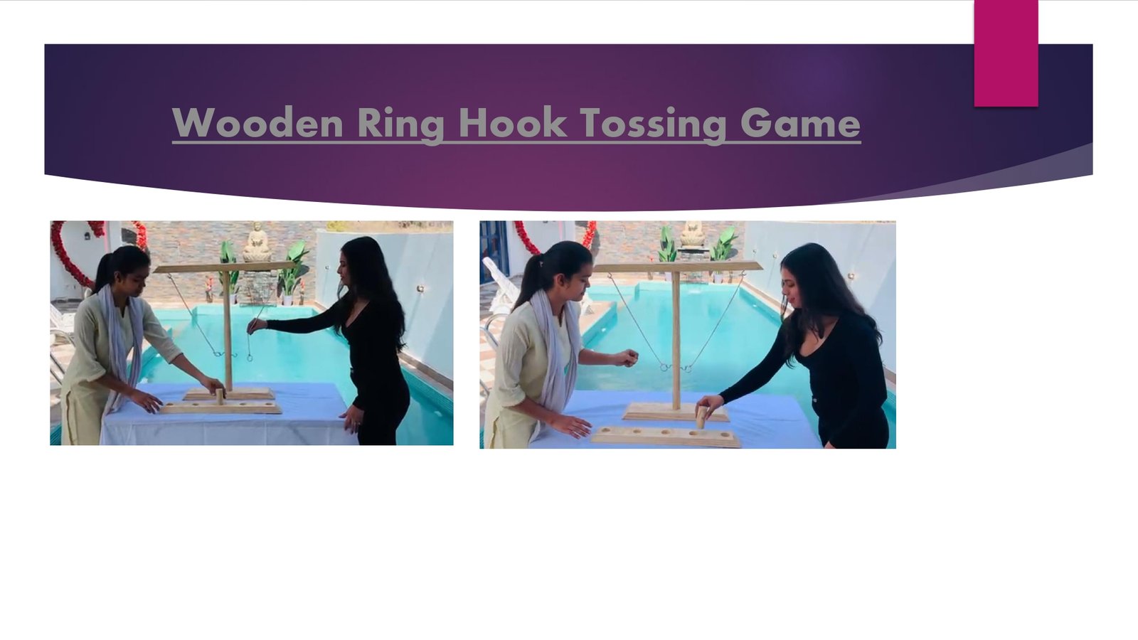 Wooden Ring Hook Tossing Game game stall on rent in Udaipur for birthday parties, wedding carnival and mehendi mela — Wooden carnival games