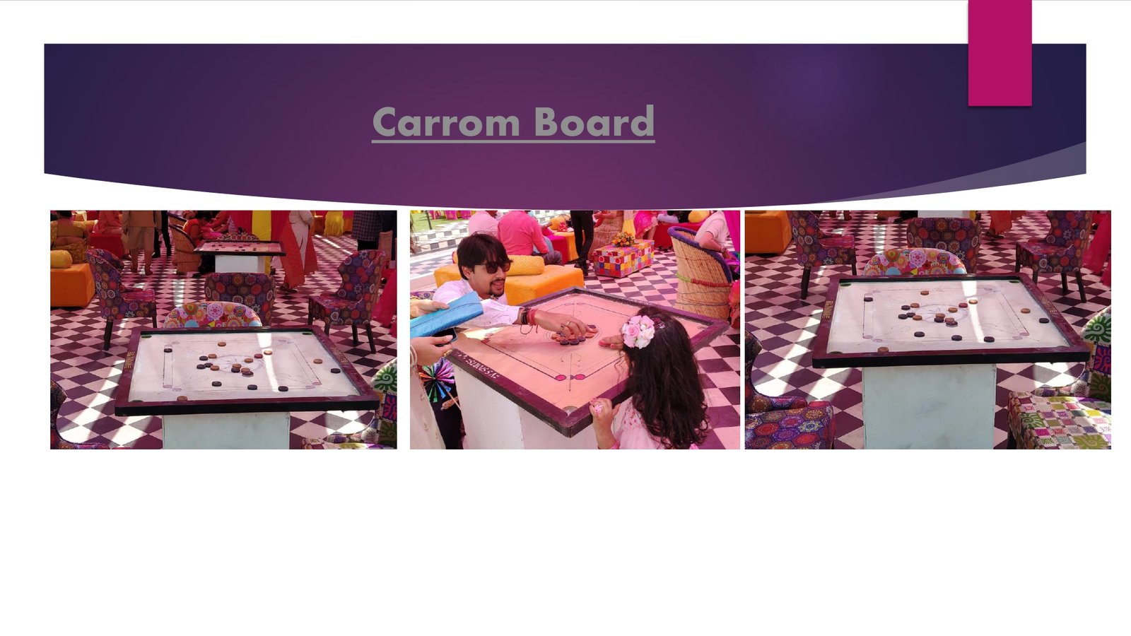 Carrom Board game stall on rent in Udaipur for birthday parties, wedding carnival and mehendi mela — Wooden carnival games