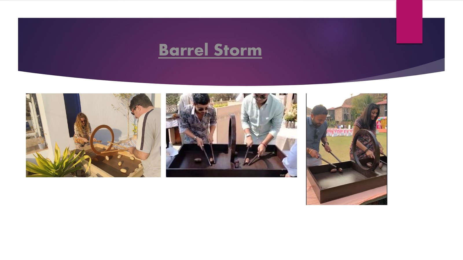 Barrel Storm game stall on rent in Udaipur for birthday parties, wedding carnival and mehendi mela — Wooden carnival games