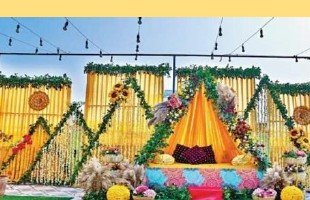 Marigold Stage Haldi Setup - Udaipur Birthday Planner