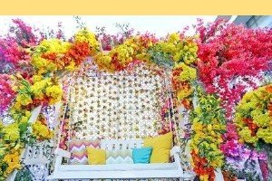Floral Swing for Haldi Photos - Udaipur Birthday Planner